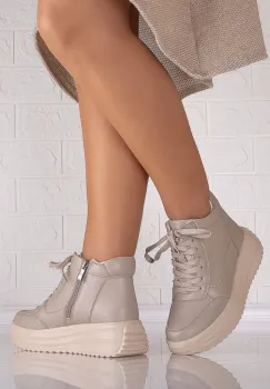 Ghete dama Imblanite Khaki din Piele Naturala Nirada imagine