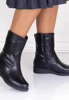 Ghete Dama Imblanite Negre din Piele Ecologica Anelca imagine