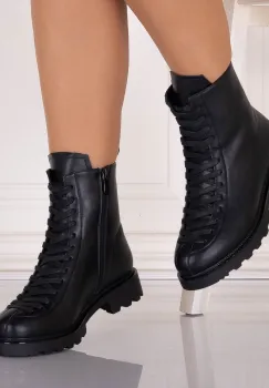 Ghete dama Imblanite Negre din Piele Ecologica Aranel imagine