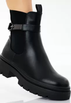 Ghete Dama Imblanite Negre din Piele Ecologica Enia imagine