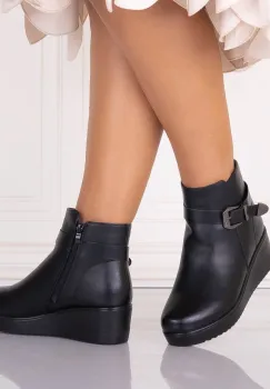 Ghete Dama Imblanite Negre din Piele Ecologica Favora imagine
