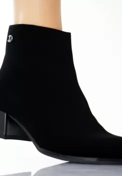 Ghete Dama Imblanite Negre din Piele Ecologica Intoarsa Atya imagine