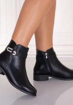 Ghete Dama Imblanite Negre din Piele Ecologica Ismola imagine