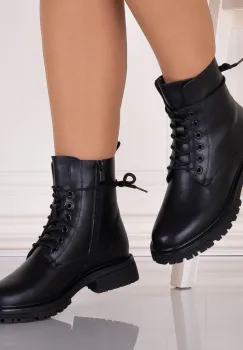 Ghete dama Imblanite Negre din Piele Ecologica Lanaura imagine