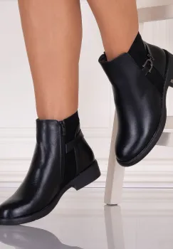 Ghete Dama Imblanite Negre din Piele Ecologica Lebrisa imagine