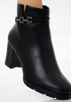 Ghete Dama Imblanite Negre din Piele Ecologica Maivela imagine