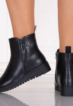 Ghete Dama Imblanite Negre din Piele Ecologica Midna imagine