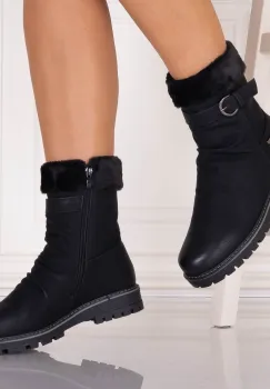 Ghete Dama Imblanite Negre din Piele Ecologica sedria imagine