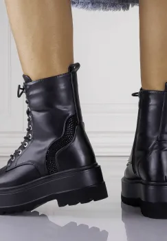 Ghete Dama Imblanite Negre din Piele Ecologica Svenya imagine