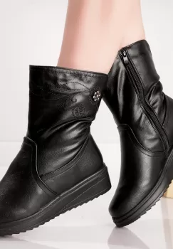 Ghete Dama Imblanite Negre din Piele Ecologica Toyca imagine