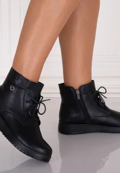 Ghete Dama Imblanite Negre din Piele Ecologica Valsera imagine