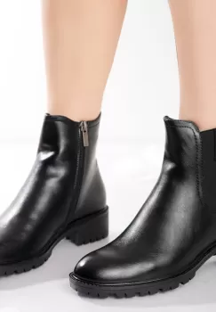 Ghete Dama Imblanite Negre din Piele Ecologica Velvet imagine