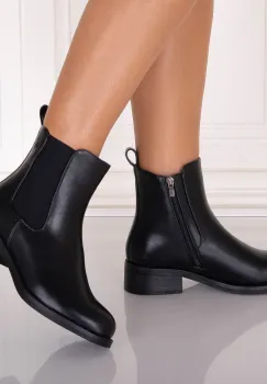 Ghete dama Imblanite Negre din Piele Ecologica Vilma imagine