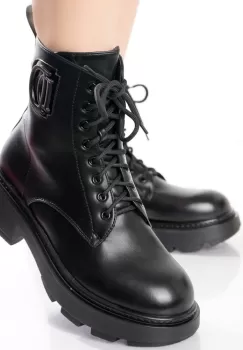 Ghete Dama Imblanite Negre din Piele Ecologica Zoyla imagine