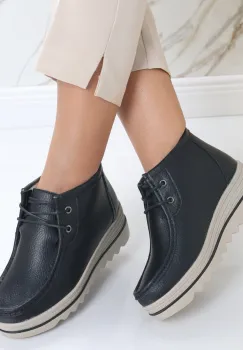 Ghete dama Imblanite Negre din Piele Naturala Dasimin imagine
