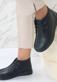 Ghete dama Imblanite Negre din Piele Naturala Musina imagine