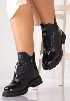 Ghete dama Imblanite Negre2 din Piele Ecologica Novia imagine