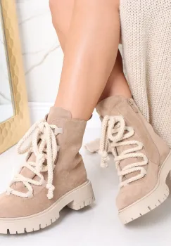 Ghete dama Kaki din Piele Ecologica Intoarsa Favya imagine