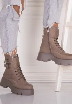 Ghete Dama Kaki din Piele Ecologica Intoarsa Janisca imagine