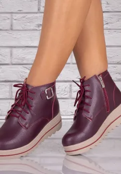 Ghete dama mblanite Bordo din Piele Naturala Galesia imagine