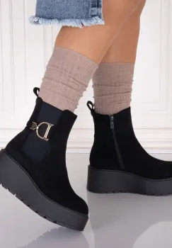 Ghete dama Negre din Piele Ecologica Intoarsa Anirta imagine