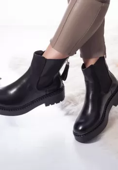 Ghete dama piele ecologica captusita ana negru imagine