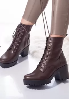 Ghete dama piele ecologica captusita hailey maro imagine