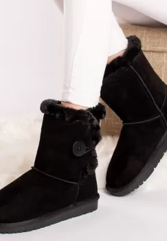 Ghete dama piele naturala yara negre imblanite imagine