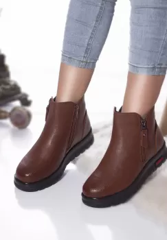 Ghete fara toc shura piele ecologica imblanita maro imagine