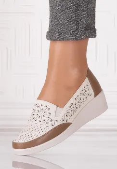 Pantofi casual Bej dama din Piele Ecologica Aveline imagine