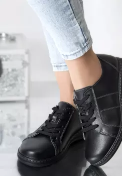 Pantofi casual bety negru piele naturala imagine