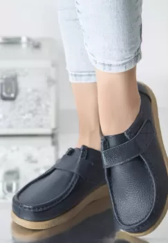 Pantofi casual chloly navy piele naturala imagine
