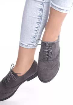 Pantofi casual janette gri piele ecologica intoarsa imagine