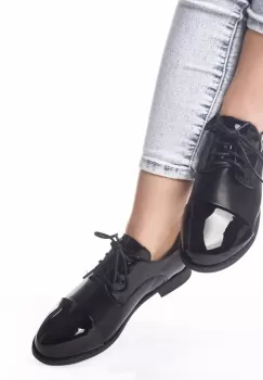 Pantofi casual lielle negru piele ecologica lacuita imagine