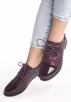 Pantofi casual lora rosu piele ecologica lacuita imagine
