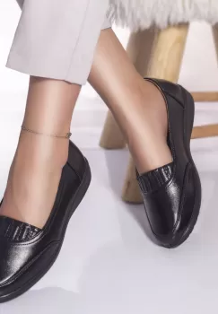 Pantofi casual mocasini afra piele ecologica negru imagine