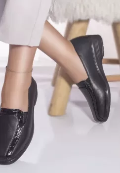 Pantofi casual mocasini dada piele ecologica negru imagine