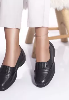 Pantofi casual mocasini estela piele ecologica negru imagine