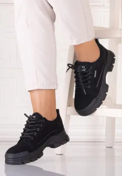 Pantofi casual Negrii Velvet dama din Piele Ecologica Astoia imagine