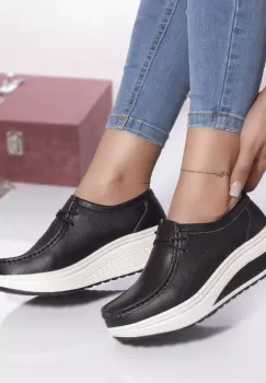 Pantofi casual oscara piele naturala negru imagine