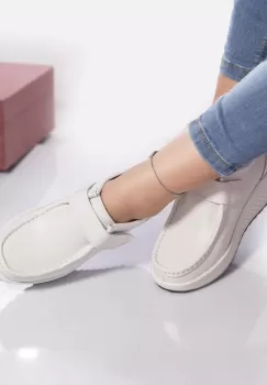 Pantofi casual rachel piele naturala alb imagine