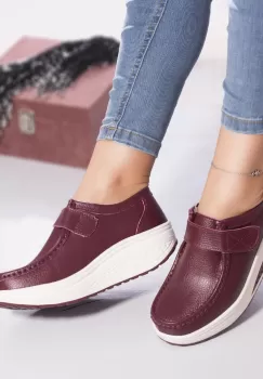 Pantofi casual rachel piele naturala burgundia imagine
