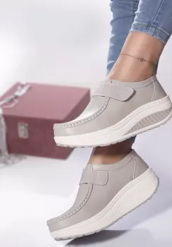 Pantofi casual rachel piele naturala gri imagine