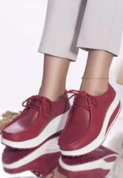 Pantofi casual rosii piele naturala oscara imagine
