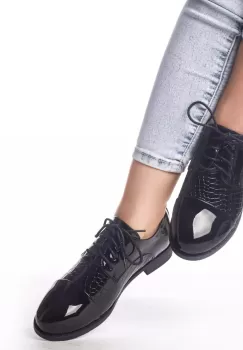 Pantofi casual roxane negru piele ecologica lacuita imagine