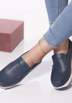 Pantofi casual savannah piele naturala albastru imagine