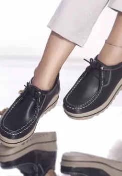 Pantofi casual xiulan piele naturala negri imagine