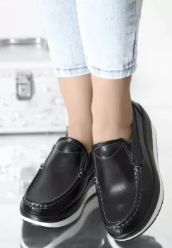 Pantofi cu platforma angela negru piele naturala imagine