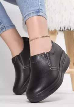 Pantofi cu platforma cordie negru piele naturala imagine