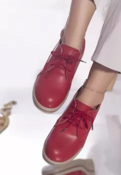 Pantofi cu platforma dalila piele naturala rosu imagine